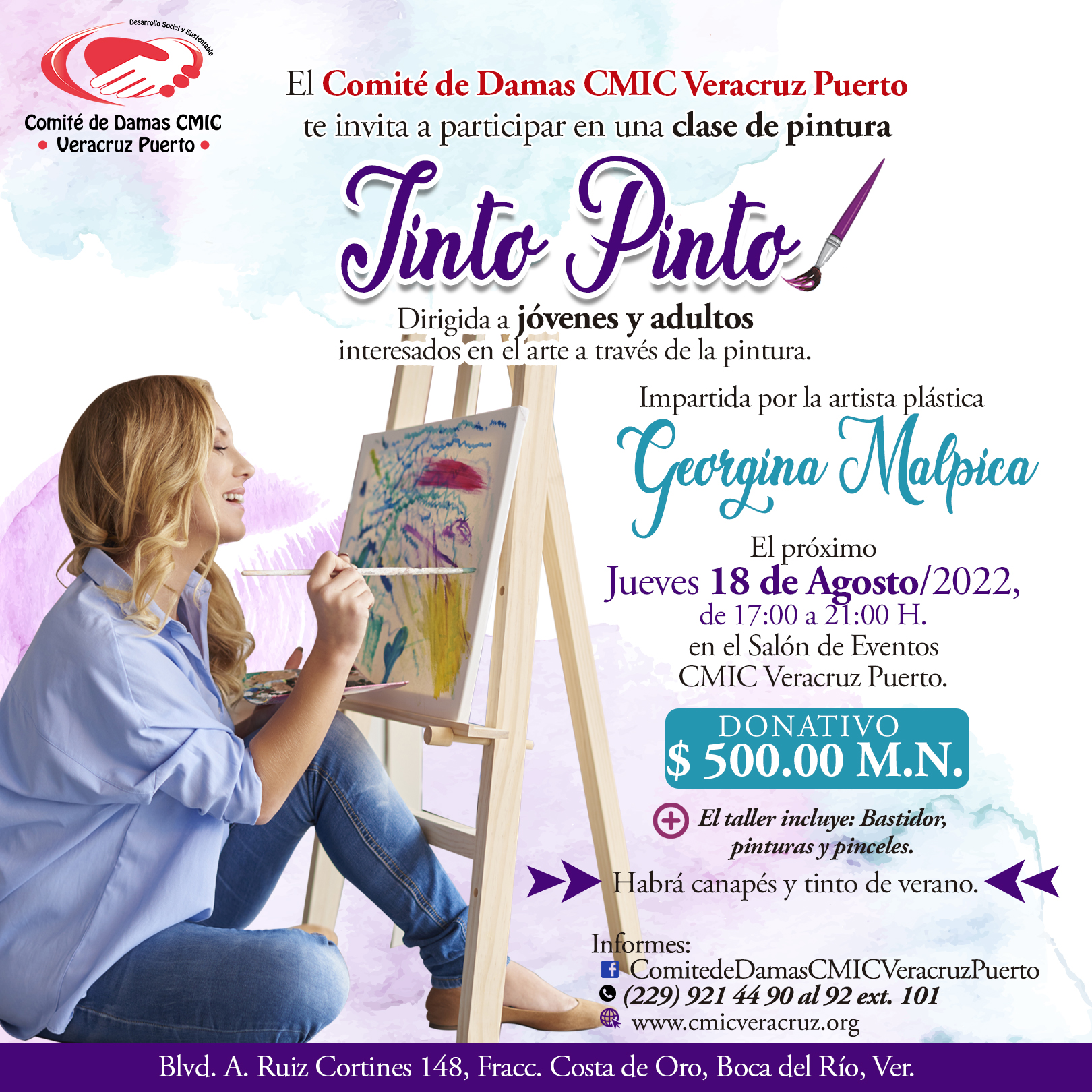 Clase de pintura "Tinto Pinto" organizada por el Comité de Damas